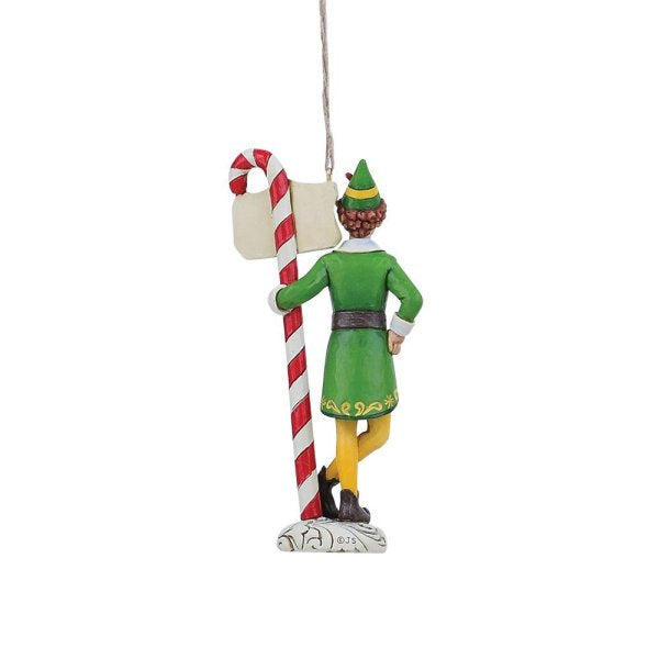 Buddy Elf with Candy Cane Forest Signpost Hanging Ornament - Jim Shore