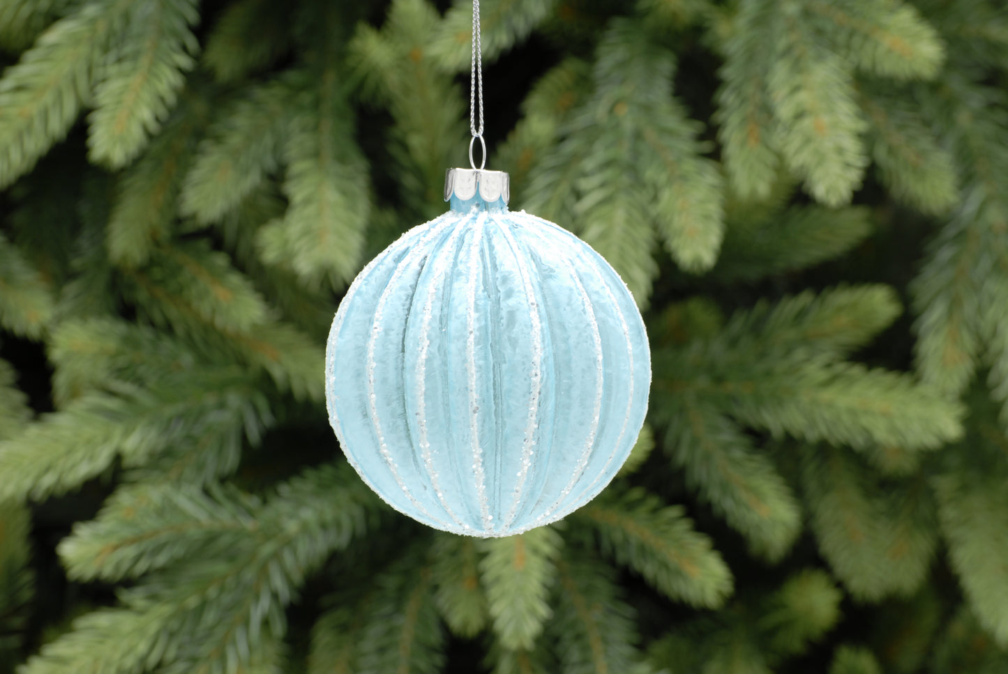 Ice Blue with Frosted Finish Glass Ball Ornament