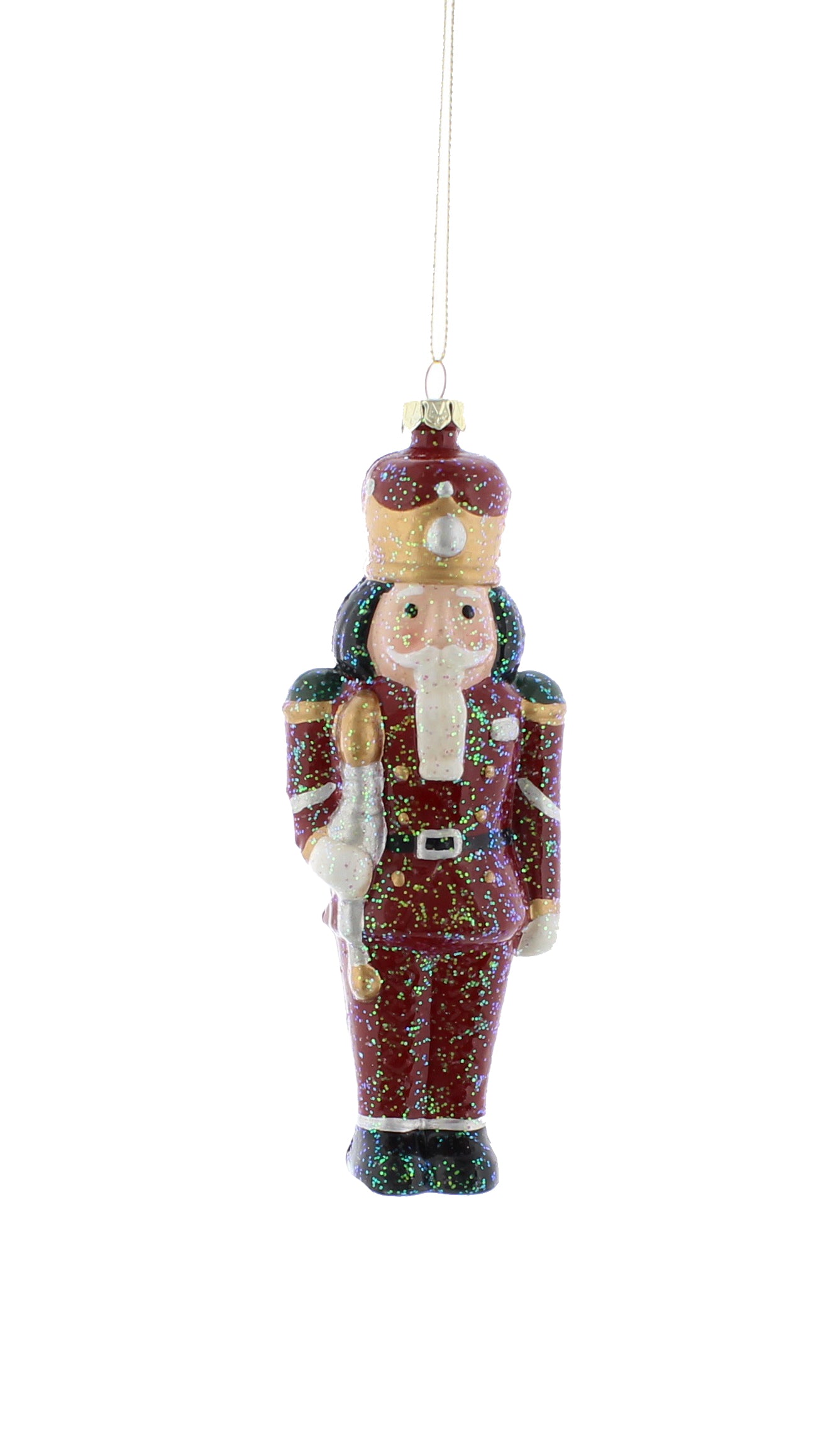 Red and White Frosted Nutcracker Ornament