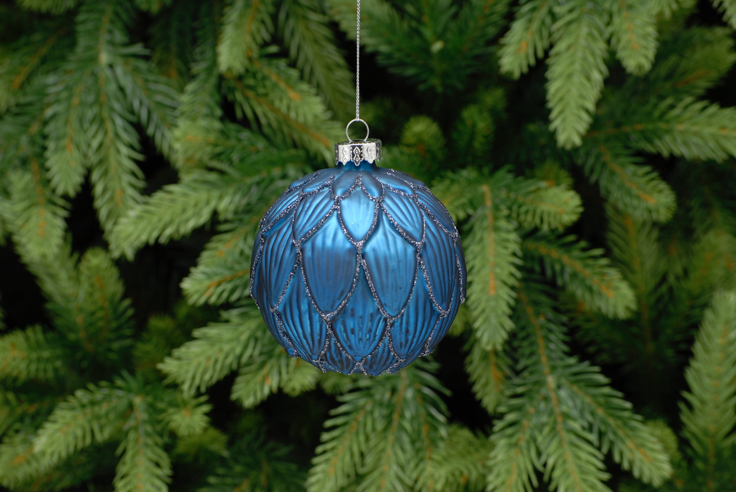 Matt Blue Ruffle Glass Ornament