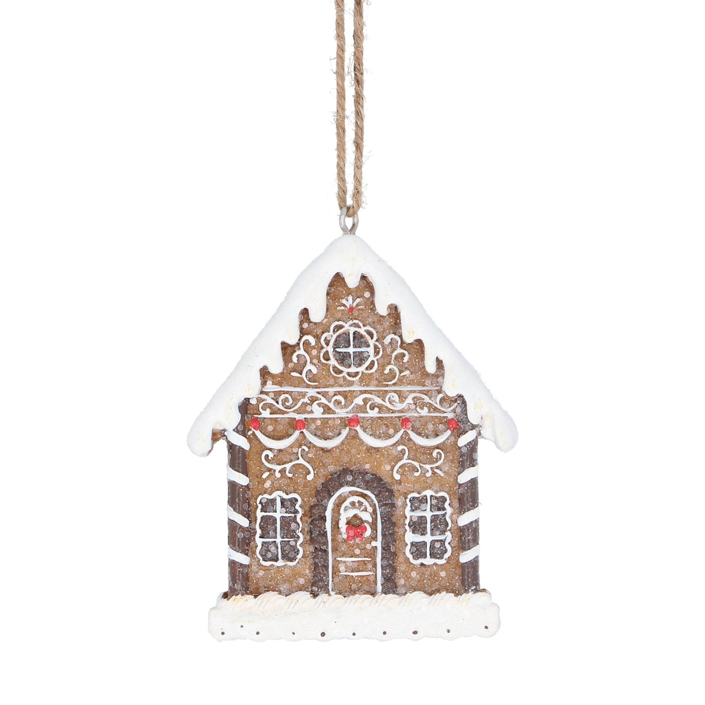 Resin White Iced Gingerbread House Dec