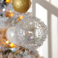 9cm iridescent glass ball with metal wire detail Ornament