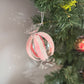 12cm Frosted Pink/White Glass Candy Bauble