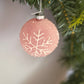 8cm Pink Frosted Glass Bauble with White Snowflake Detail