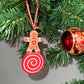 Resin Dec 8cm - Gingerbread Man on Sweet Red with white swirl