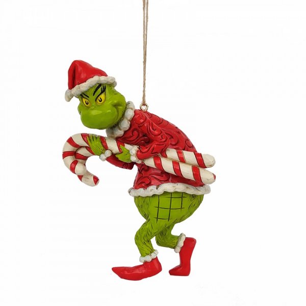 Grinch Stealing Oversized Candy Canes Hanging Ornament - Jim Shore