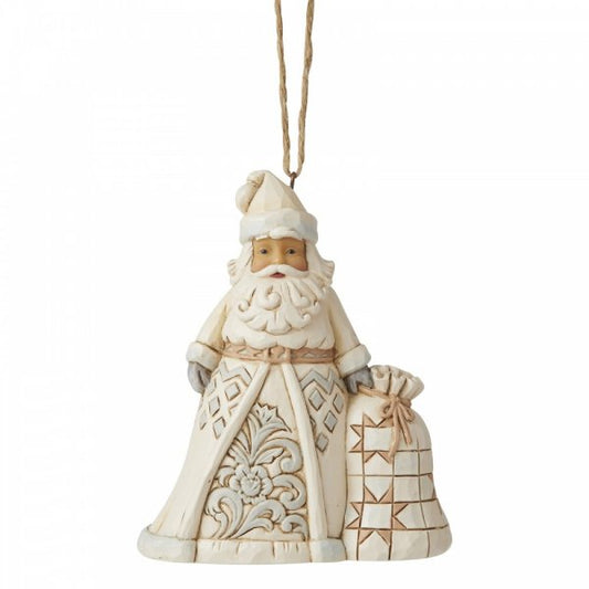 White Woodland Santa Hanging Ornament - Heartwood Creek by Jim Shore