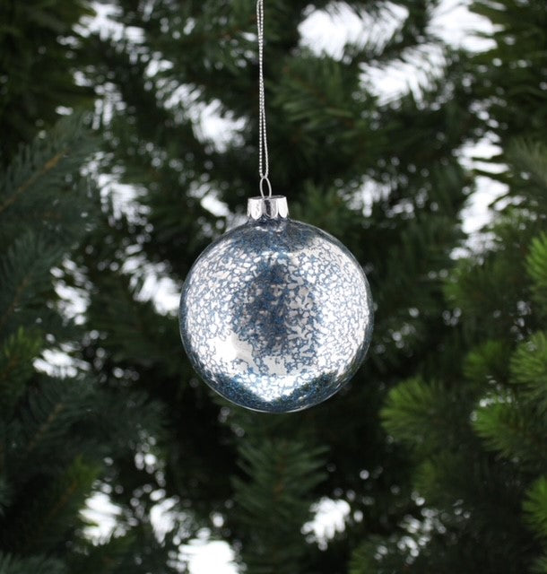 Blue Metallic Glass Ball Tree Ornament