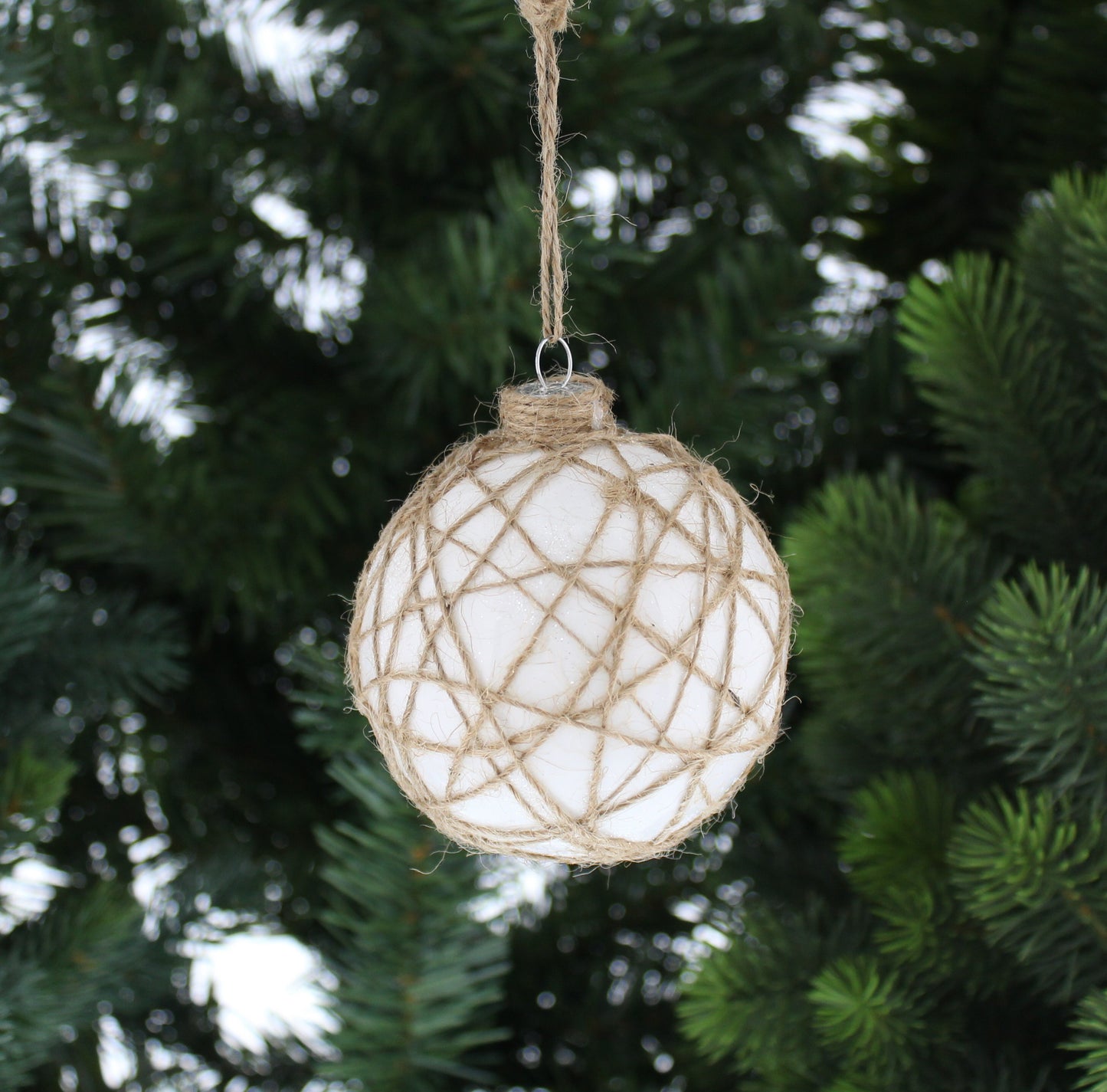 White Ball With Gold String Design Ornament