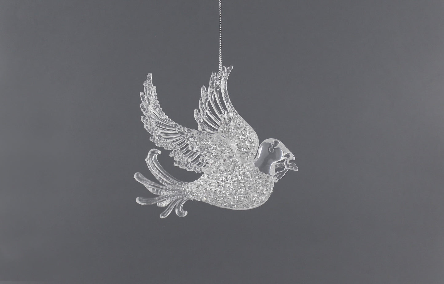 Clear and Twinkle Silver Bird Tree Ornament