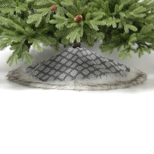 Grey and White fair isle pattern Tree Skirt