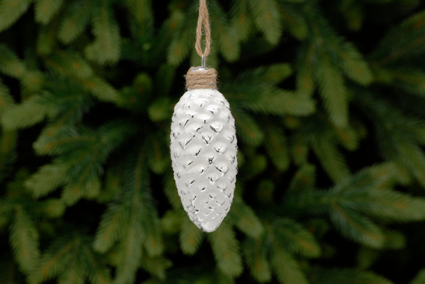 9cm Matt White Glass Acorn Ornament