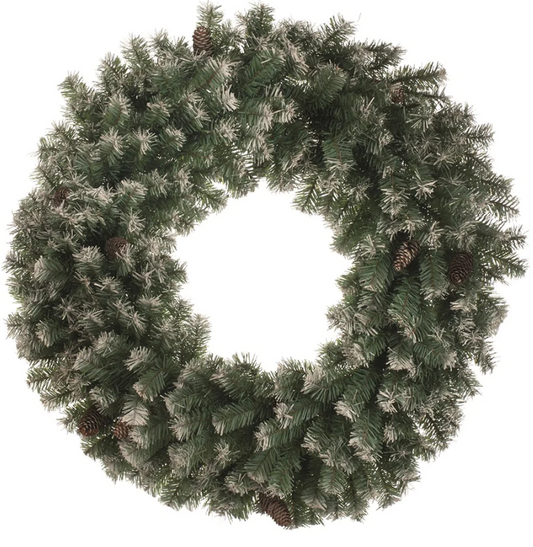 60cm Frosted Wreath with cones