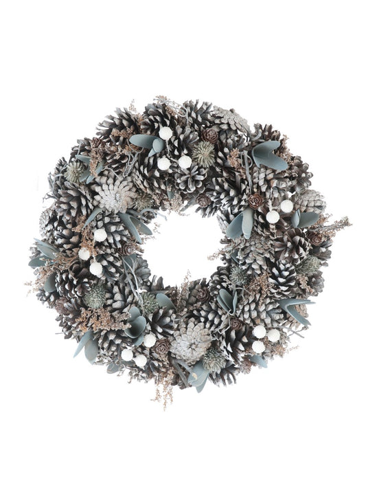 Frosted Pinecone Wreath.