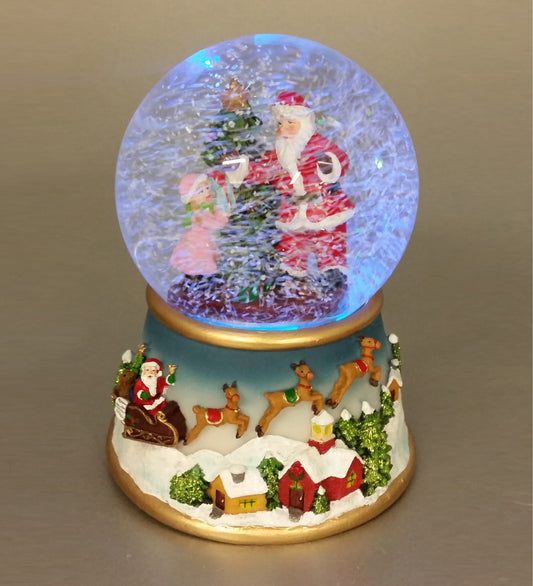 bo snowing led snowglobe - santa and girl