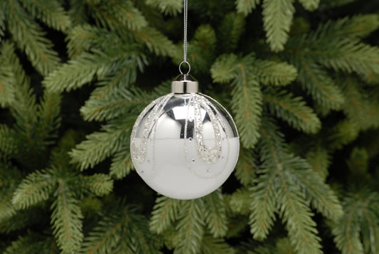 Glass Ball with Silver Drop Ornament