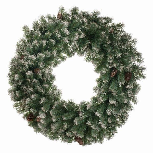 100cm Frosted wreath with cones