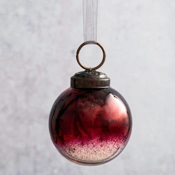 5cm Medium Wine & Silver Ombre Glass Ball ornament