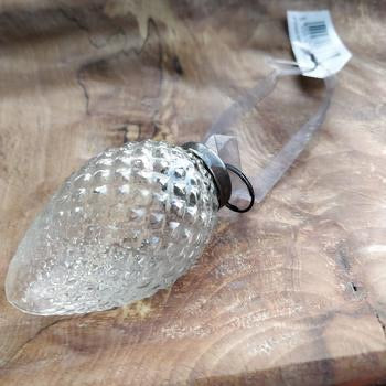 Medium Clear Textured Glass Pinecone Ornament