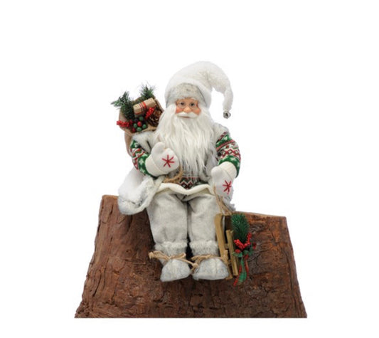 Sitting Nordic Santa with Skis