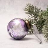 Lavender with Silver Foil Glass Ornament